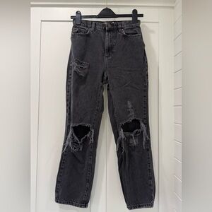 Garage Vintage Straight‎ Distressed Black Women Jeans